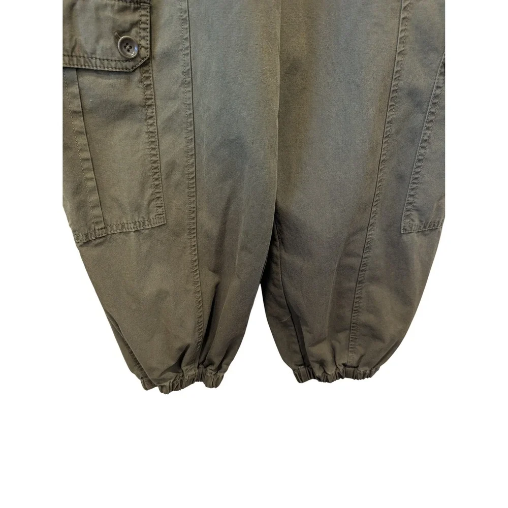 Ulla Johnson Olive Green Alden‎ Cargo Pants Elastic Waist Drawstring Cropped